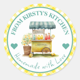 Watercolor Homemade Gingham Lemonade Label