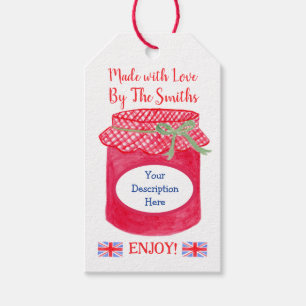 Watercolor Homemade Jam Jar British MADE WITH LOVE Gift Tags