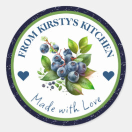 Watercolor Homemade Kitchen Blueberry Jam Classic Round Sticker