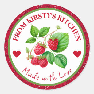 Watercolor Homemade Kitchen Raspberries Jam Classic Round Sticker
