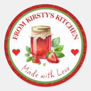 Watercolor Homemade Kitchen Strawberry Jam Classic Round Sticker