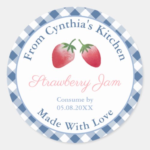 Watercolor Homemade Strawberry Jam Labels