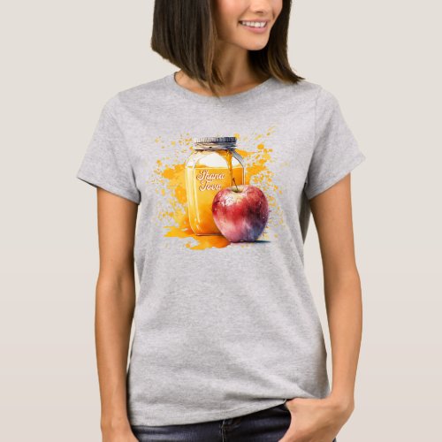 Watercolor Honey and Apple Shana Tova T_Shirt