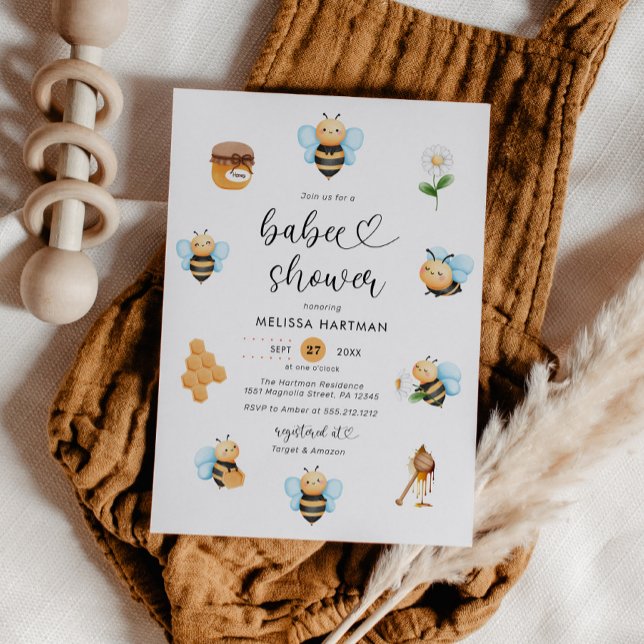 Watercolor Honey Bee Baby Shower Invitation (Creator Uploaded)