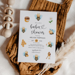 Watercolor Honey Bee Baby Shower Invitation