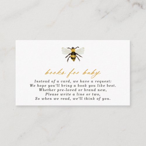 Watercolor Honey Bee Books for Baby Enclosure Card
