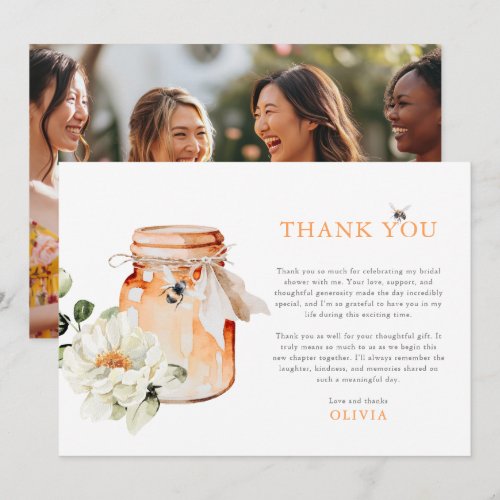 Watercolor Honey Bee Bridal Shower Photo Thank You Card