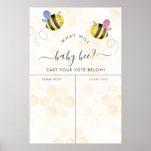 Watercolor Honey Bee Girl or Boy Gender Reveal Poster