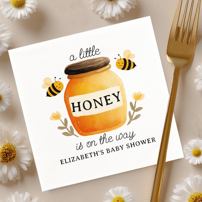 Watercolor Honey & Bees Baby Shower Napkins (Creator Uploaded)
