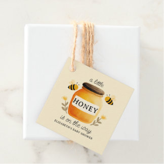 Watercolor Honey & Bees Baby Shower Yellow Favor Tags