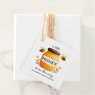 Watercolor Honey & Bees Baby Shower Yellow Favor Tags