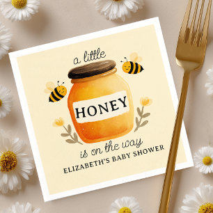 Watercolor Honey & Bees Baby Shower Yellow Napkins