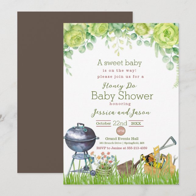 Watercolor Honey Do Baby Shower Invitation (Front/Back)