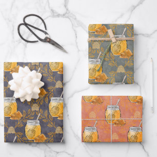Watercolor Honey Jars for Bee Lovers Wrapping Paper Sheets