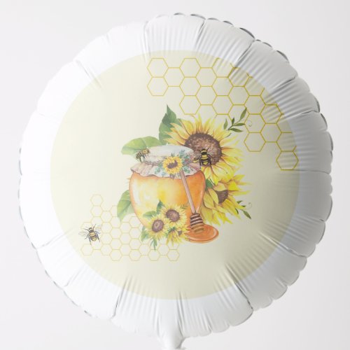 Watercolor Honey pot  sunflower  bumble bees  Balloon