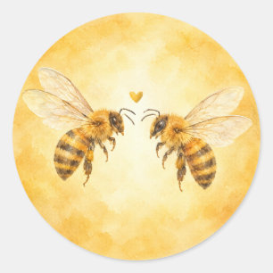 Watercolor Honeybees Meant to Bee Wedding Sticker