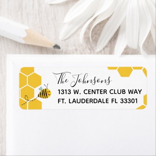 Watercolor Honeycomb and Bumble Bee Return Address Label