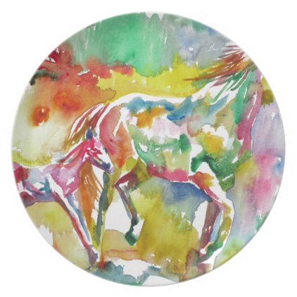 watercolor HORSE .17 Melamine Plate