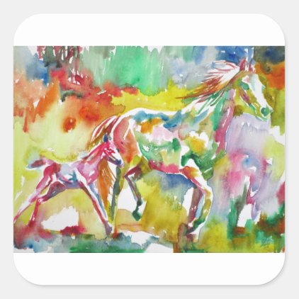 watercolor HORSE .17 Square Sticker