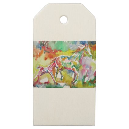 watercolor HORSE .17 Wooden Gift Tags