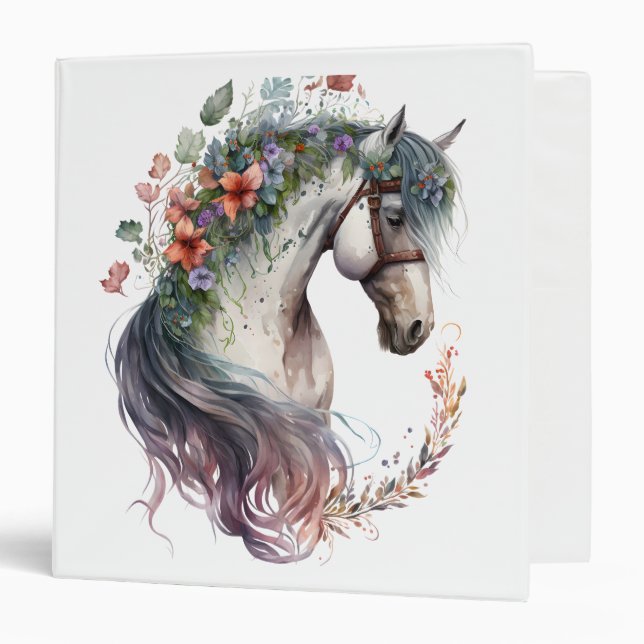 Watercolor Horse  3 Ring Binder (Front/Inside)