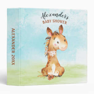 Watercolor Horse Baby Shower Farm 3 Ring Binder