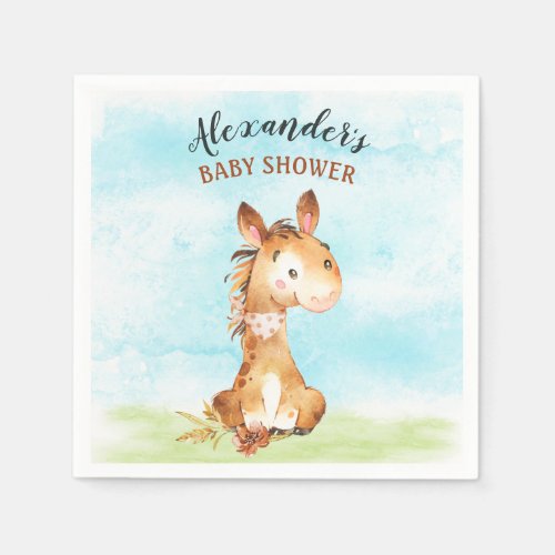 Watercolor Horse Baby Shower Farm Napkins