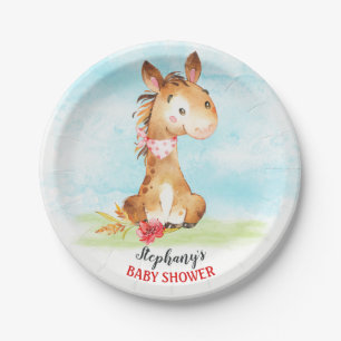 Watercolor Horse Baby Shower Farm Paper Plates