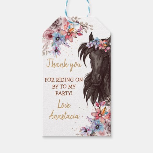 Watercolor horse birthday cowgirl  gift tags