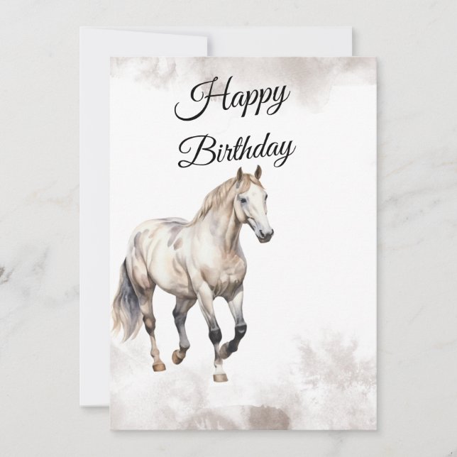 Watercolor Horse Birthday Greeting Card (Front)