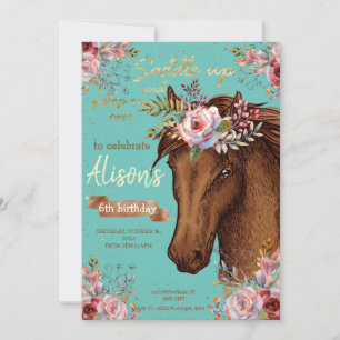 Watercolor horse birthday horse party invitation