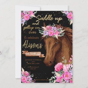 Watercolor horse birthday horse party invitation