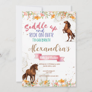 Watercolor horse birthday horse party invitation