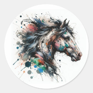 Watercolor Horse Classic Round Sticker
