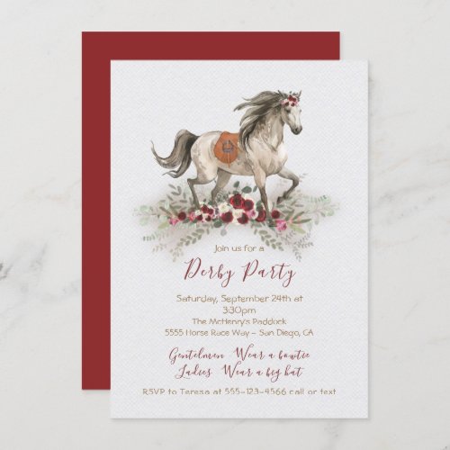 Watercolor horse Derby Party invitations