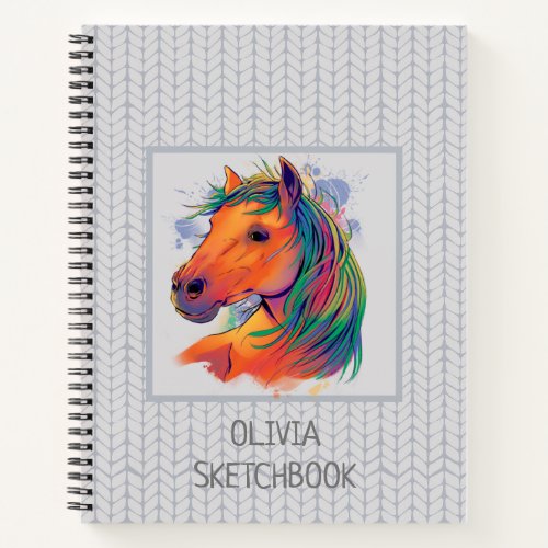 watercolor horse design notebook