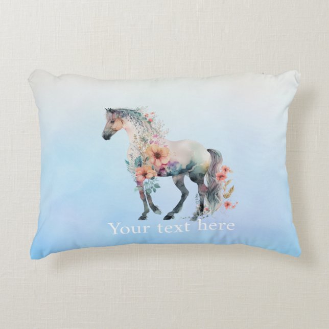 Watercolor horse door accent pillow (Front)