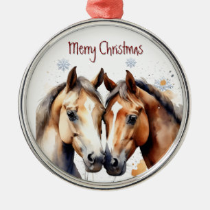 Watercolor Horse Horses Animal Nature Art Metal Ornament