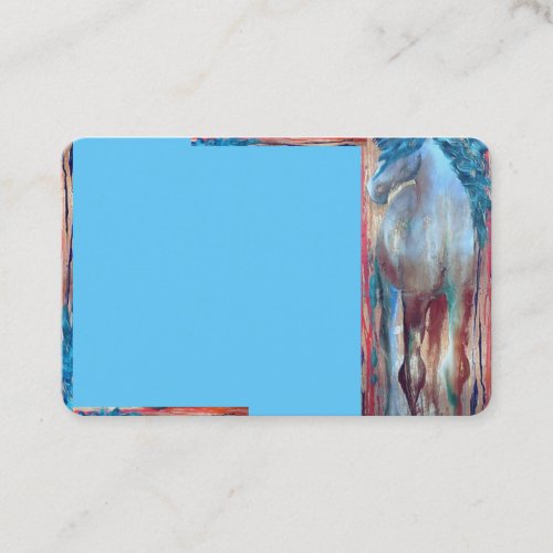 Watercolor Horse Image on Aqua Blue Business Card