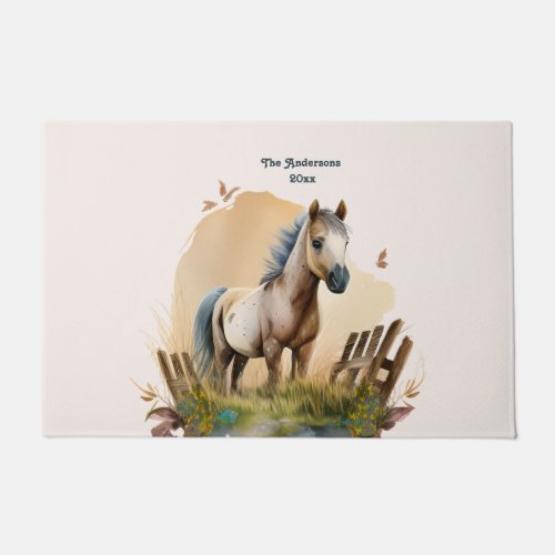 Watercolor Horse lover Rustic Farmhouse Doormat