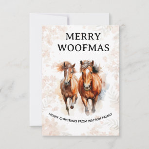 Watercolor Horse Merry Woofmas Christmas Card