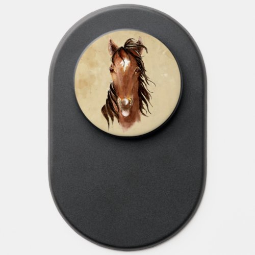 Watercolor Horse Sticking Tongue Out Fun Animal PopSocket