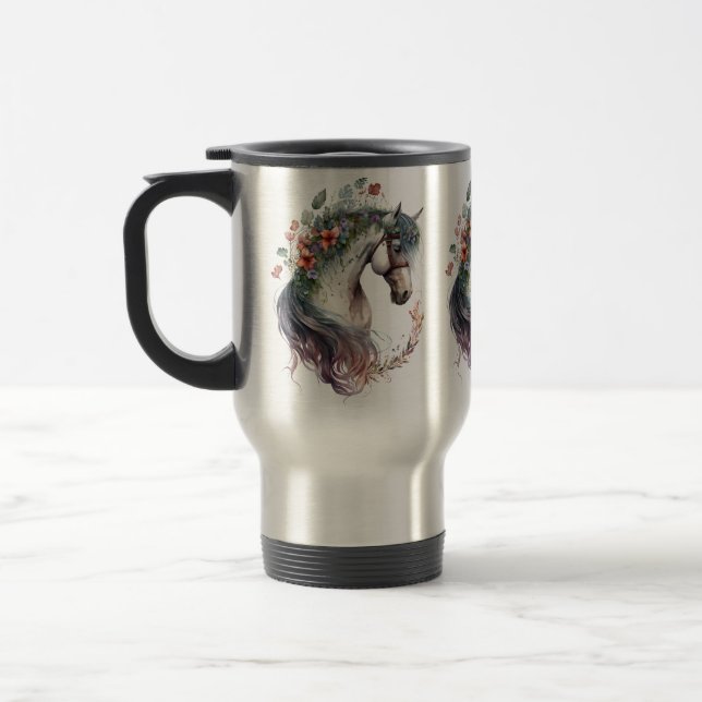 Watercolor Horse  Travel Mug (Left)