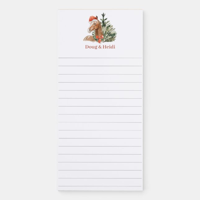 Watercolor Horse & Tree Personalized Magnetic Notepad (Front)