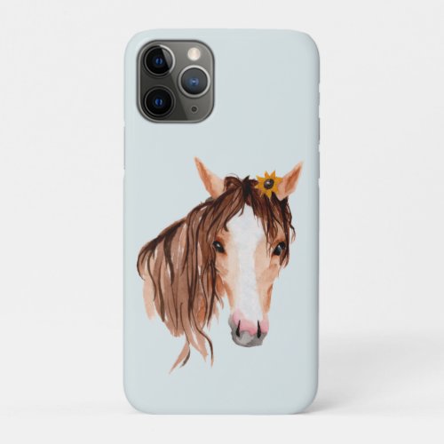 Watercolor Horse wsunflower iPhone 11 Pro Case