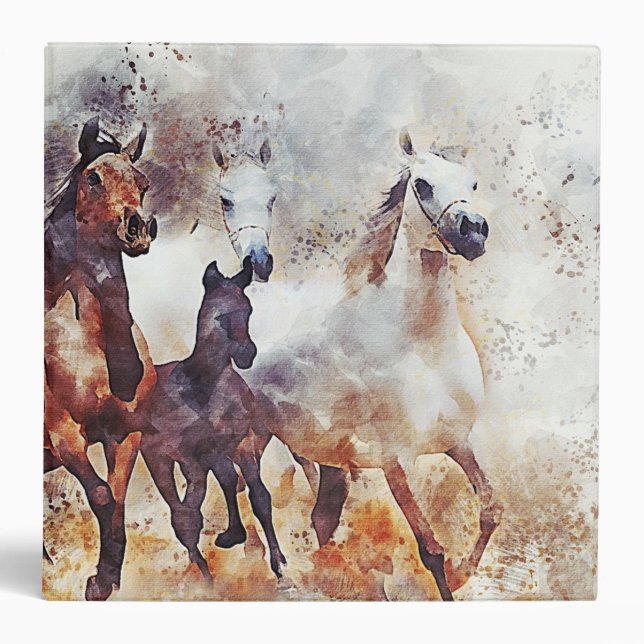 Watercolor Horses  3 Ring Binder (Front)