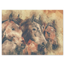 Watercolor Horses Decoupage Tissue Paper