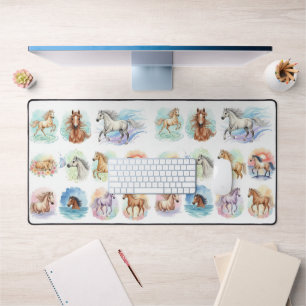 Watercolor Horses Desk Mat