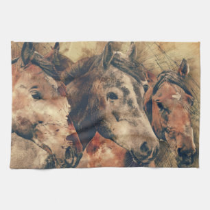Watercolor Horses Kitchen Towel