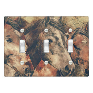 Watercolor Horses Light Switch Cover